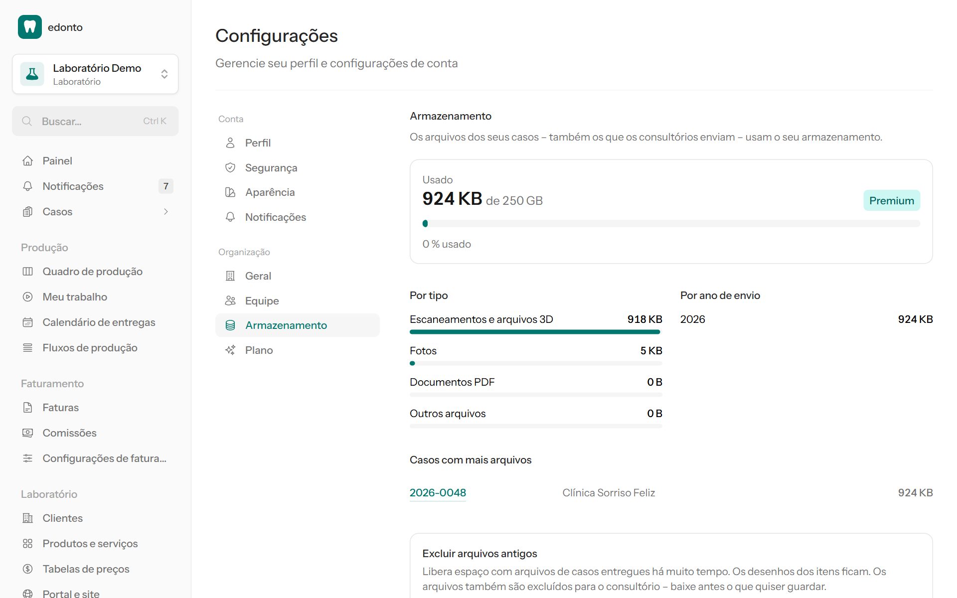 Armazenamento de um laboratório